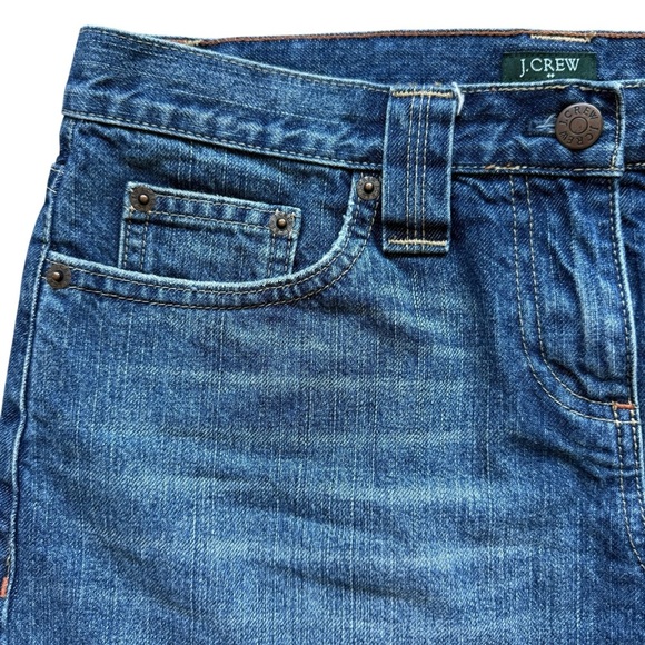 J. Crew Women's Denim Mini Skirt Medium Blue Wash Size 30 Raw Edge Hem Casual - Picture 3 of 7